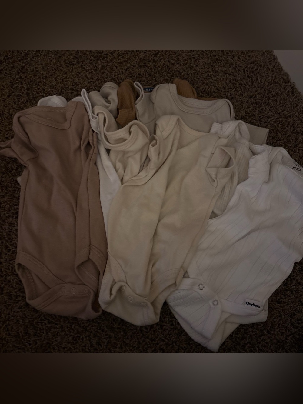 9 Baby Cotton Bodysuit Set - Neutral Beige & White
